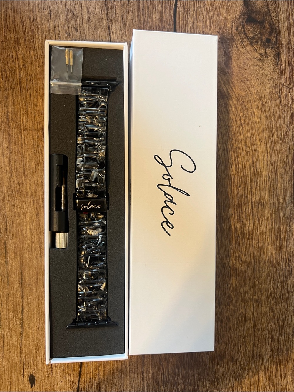 Solace Marbled Resin Watch Band - Black & Gray